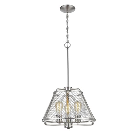 Z-Lite Iuka 3 Light Pendant, Brushed Nickel 451-16BN